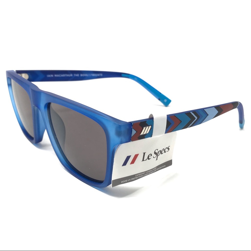 Le Specs Matte Crystal Blue Square Plastic Pepsi Colab Sunglasses NWT $119